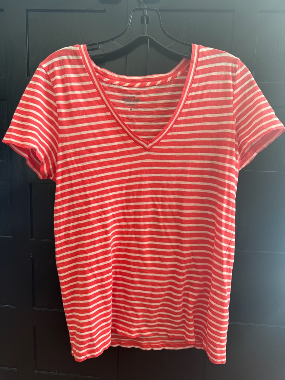 J. Crew Striped V-Neck Women's Top - Red & White